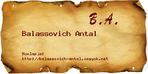 Balassovich Antal névjegykártya